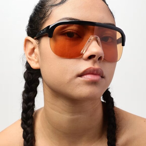 BRAND NEW Gucci GG1645S 005 Black Orange Unisex Mask Sunglasses GG 1645S - Picture 1 of 14